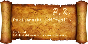 Peklyanszki Kármán névjegykártya